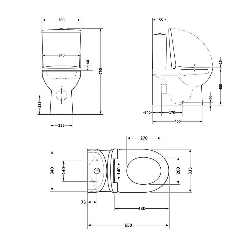 Унітаз-компакт Qtap Presto безободковий із сидінням Soft-close (QT24221217AW)