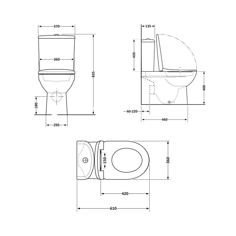 Унітаз-компакт Qtap Robin Ultra Quiet безобідковий із сидінням Soft-close (QT13226089AW)