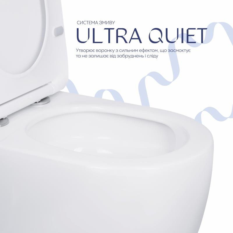 Унітаз-компакт Qtap Robin Ultra Quiet безобідковий із сидінням Soft-close (QT13226089AW)