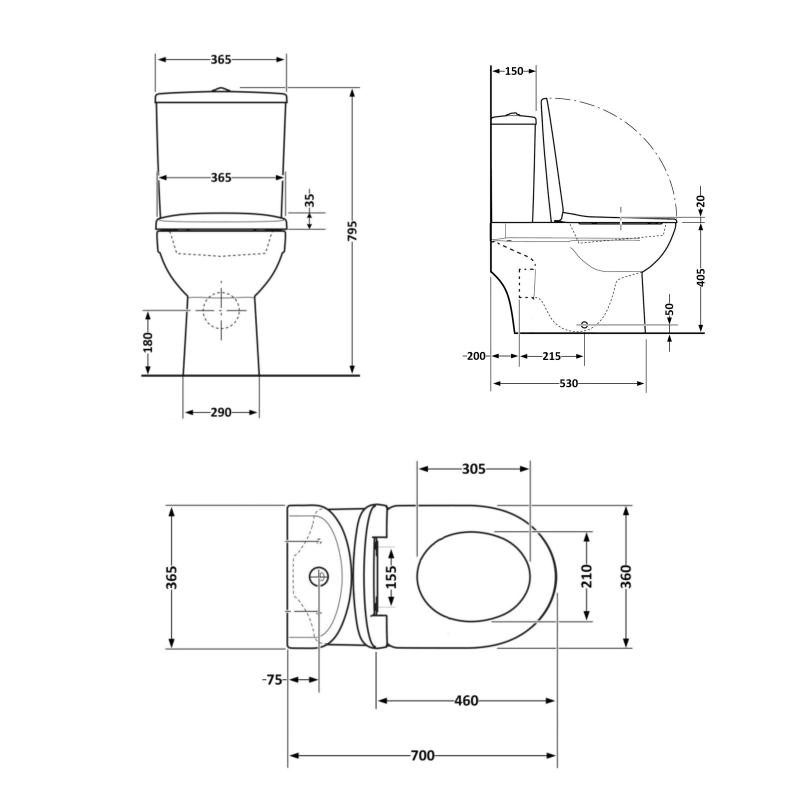 Унітаз-моноблок підлоговий Qtap Kolibri Ultra Quiet безобідковий з сидінням Soft-close WHITE (QT10226380W)