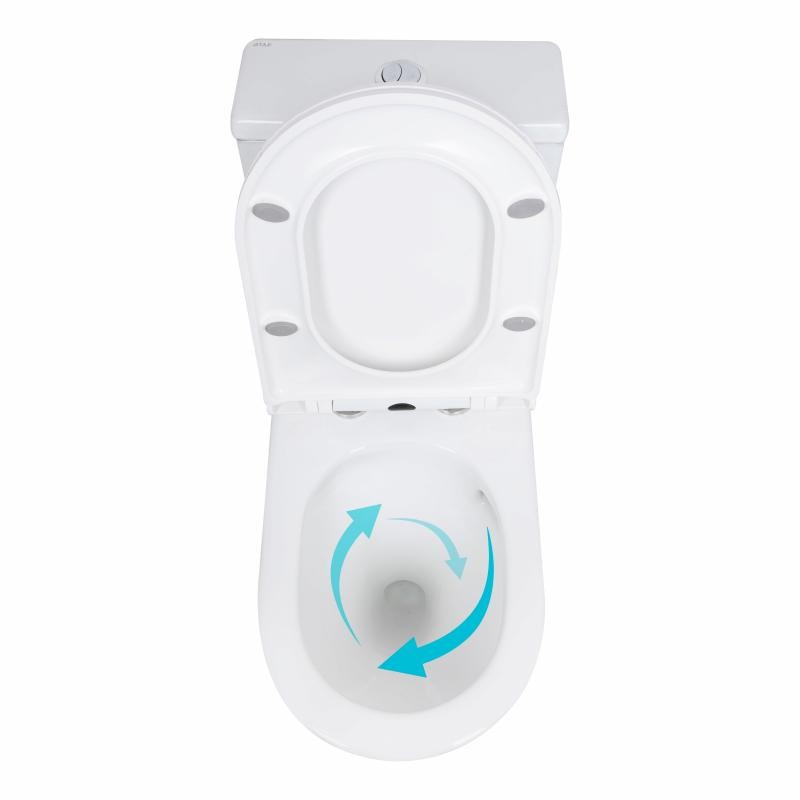Унітаз-моноблок підлоговий Qtap Kolibri Ultra Quiet безобідковий з сидінням Soft-close WHITE (QT10226380W)