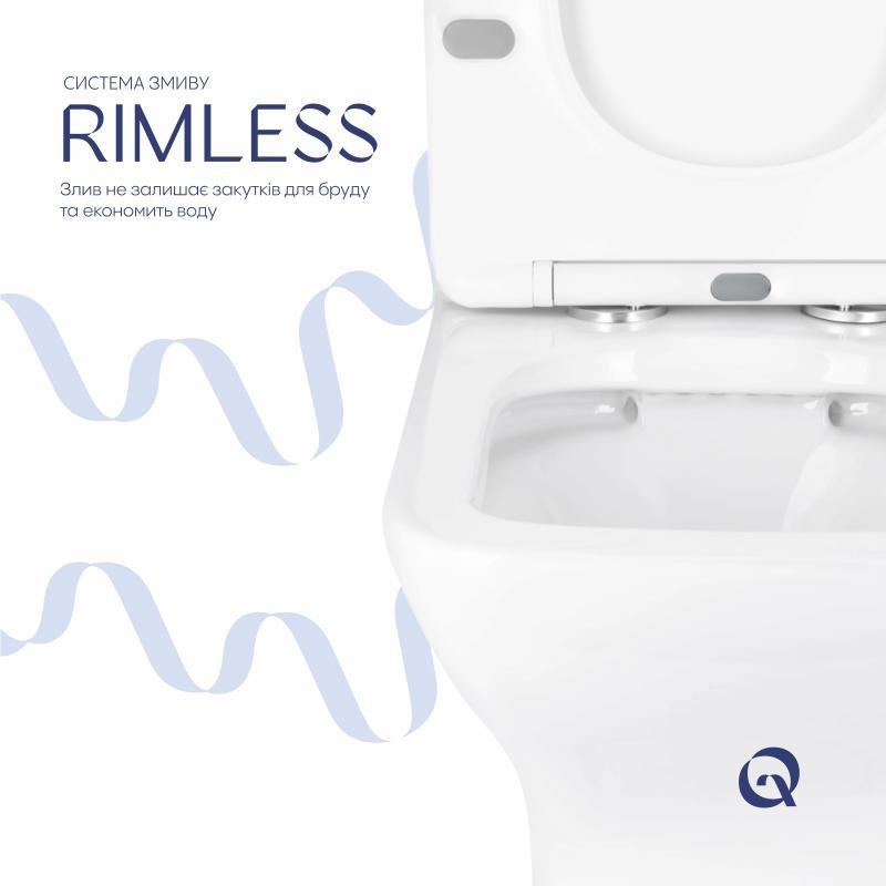 Унітаз підлоговий Qtap Aries Rimless безобідковий з сидінням Soft-close WHITE (QT03228302W)