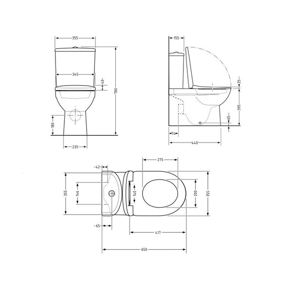 Унітаз підлоговий Qtap Presto безобідковий з сидінням Soft-close (QTPRE27W51022)