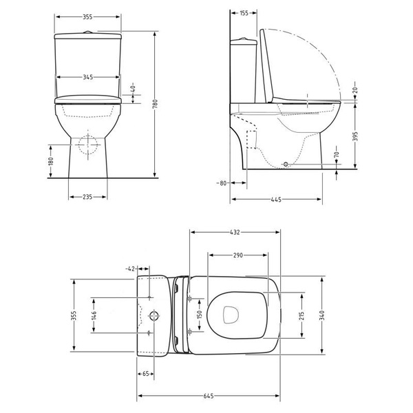 Унитаз напольный Qtap Presto Quadro безободковый с сиденьем Soft-close (QTPRE27W51021)