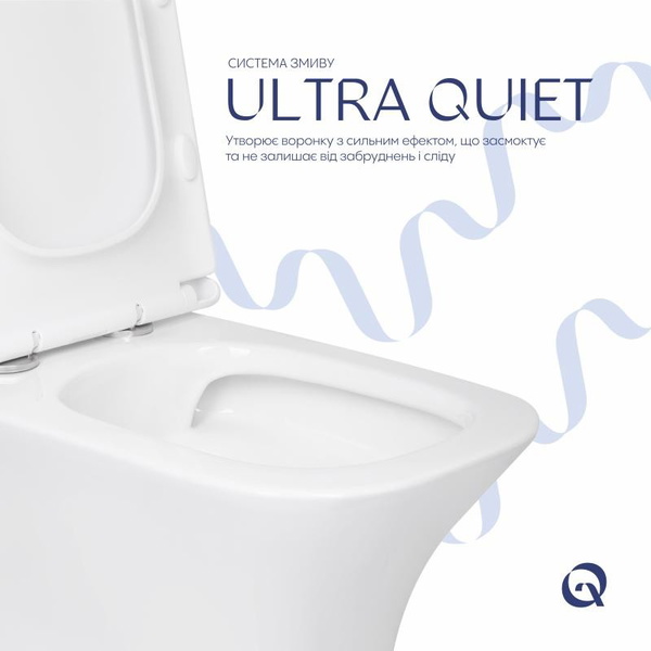 Унитаз напольный Qtap Presto Quadro безободковый с сиденьем Soft-close (QTPRE27W51021)