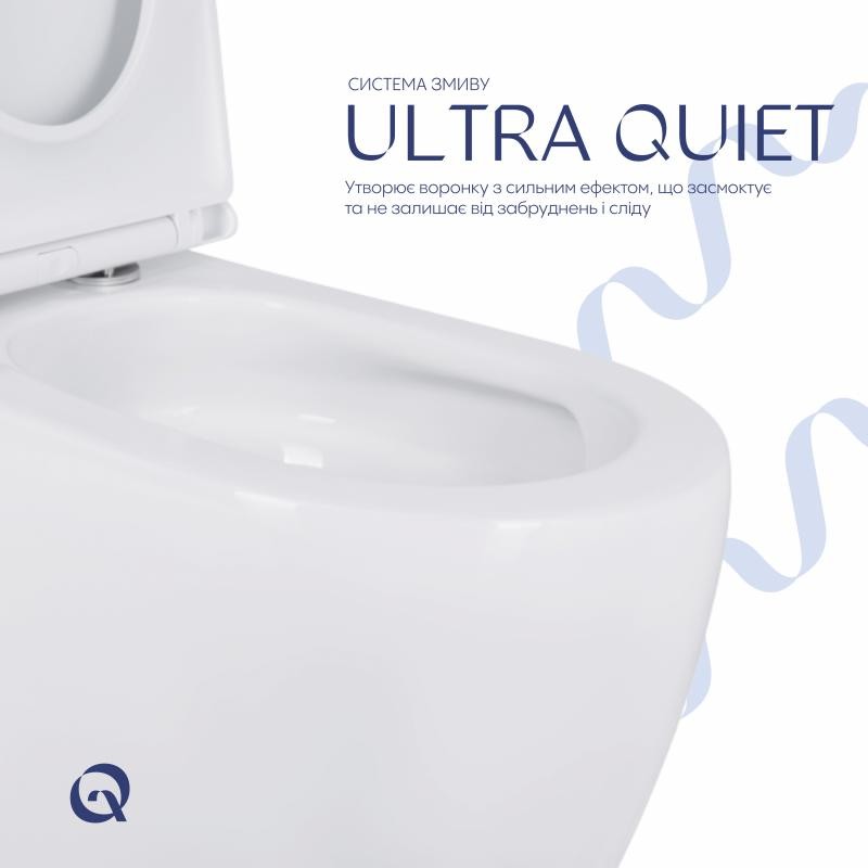 Унітаз підлоговий Qtap Robin New Ultra Quiet безобідковий з сидінням Soft-close WHITE (QT13226083AW)