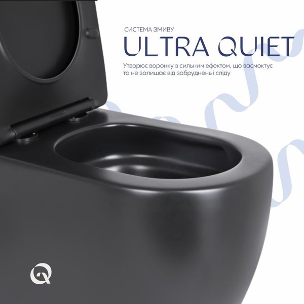 Унітаз підлоговий Qtap Robin Ultra Quiet безободковий із сидінням Soft-Close MATT BLACK (QT13226083AMB)