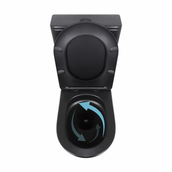 Унітаз підлоговий Qtap Robin Ultra Quiet безободковий із сидінням Soft-Close MATT BLACK (QT13226083AMB)