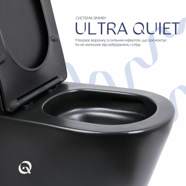 Унітаз підлоговий Qtap Scorpio Ultra Quiet безободковий із сидінням Soft-Close MATT BLACK (QT14226088AMB)