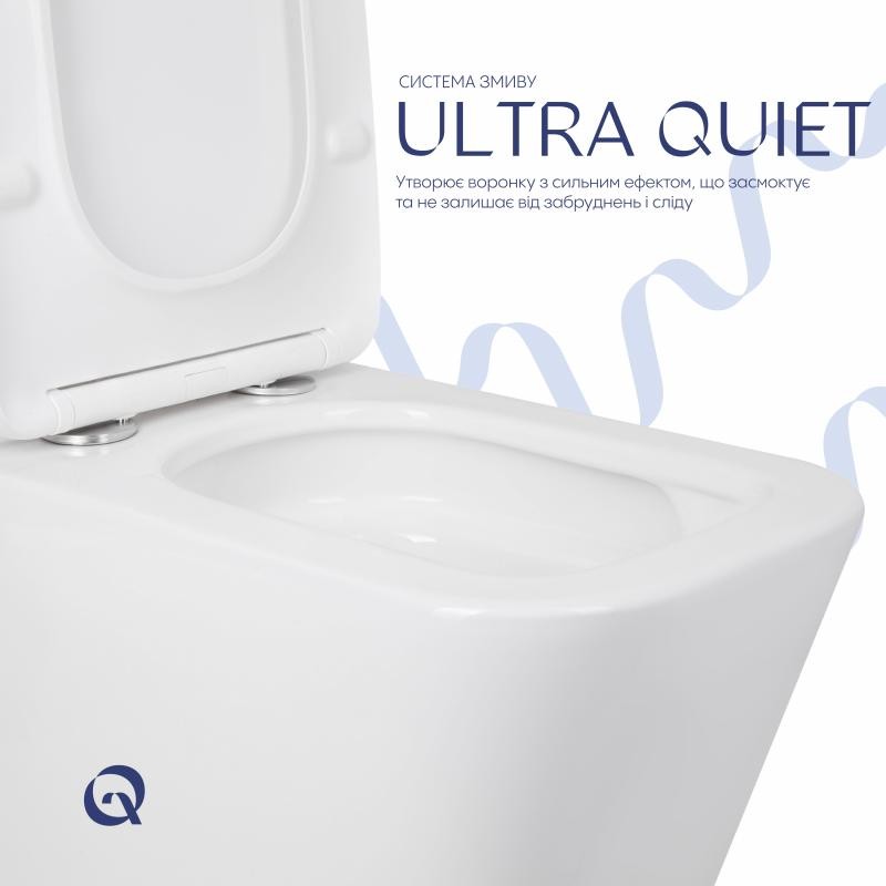 Унітаз підлоговий Qtap Tern Ultra Quiet безобідковий із сидінням Soft-Close White (QT17226003AW)