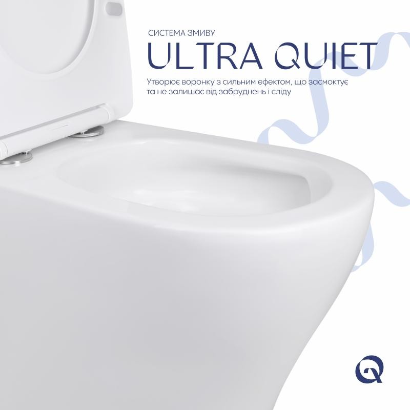 Унітаз підлоговий Qtap Virgo Ultra Quiet безобідковий з сидінням Soft-close WHITE (QT18226092AW)