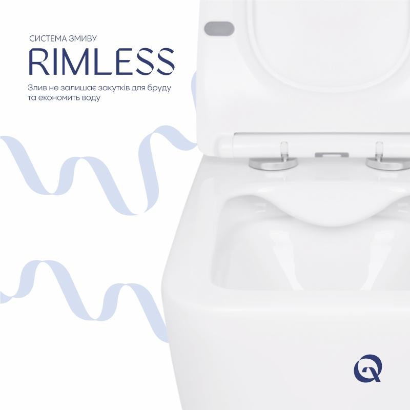 Унітаз підвісний Qtap Crow Rimless безобідковий із сидінням Soft-close (QT05335170W)