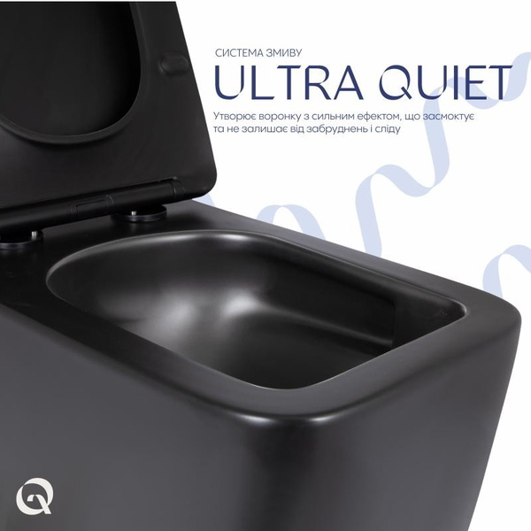 Унитаз подвесной Qtap Gemini Ultra Quiet 485 x 340 x 350 мм, Matt Black, с сиденьем Slim Duroplast / Soft-close / Quick Release (QTGEM28BLM50505)