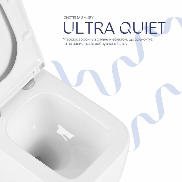 Унитаз подвесной Qtap Gemini Ultra Quiet 485 x 340 x 350 мм, White, с сиденьем Slim Duroplast / Soft-close / Quick Release (QTTAU26W49119)