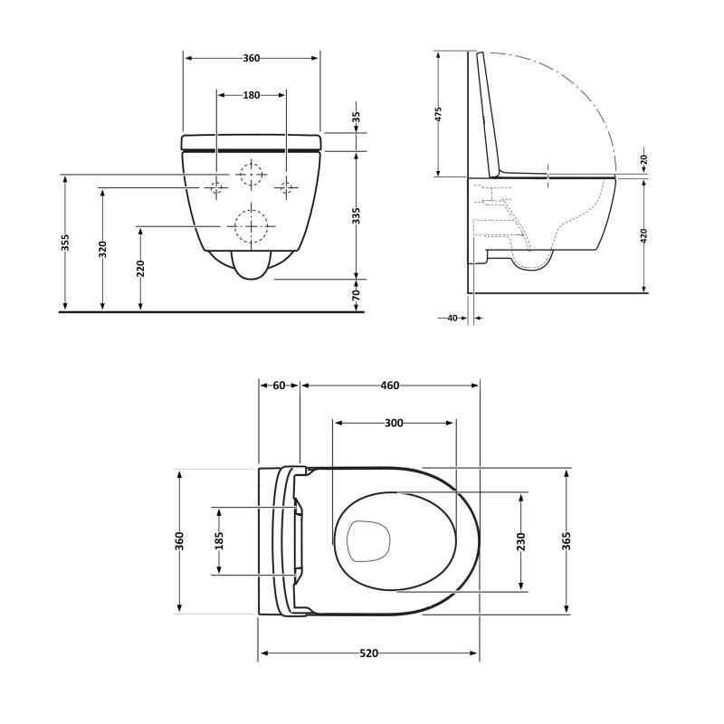 Унітаз підвісний Qtap Jay безобідковий із сидінням Soft-close (QT07335176W)