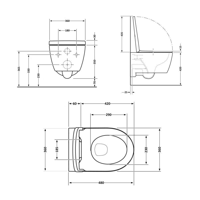 Унітаз підвісний Qtap Jay безободковий Ultra Quiet з сидінням Soft-close (QT07335177W)