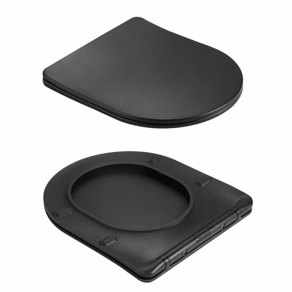 Унитаз подвесной Qtap Jay Ultra Quiet 485 х 360 х 320 мм, Matt Black, сиденьем Slim Duroplast / Soft-close / Quick Relase (QT07335177MB)
