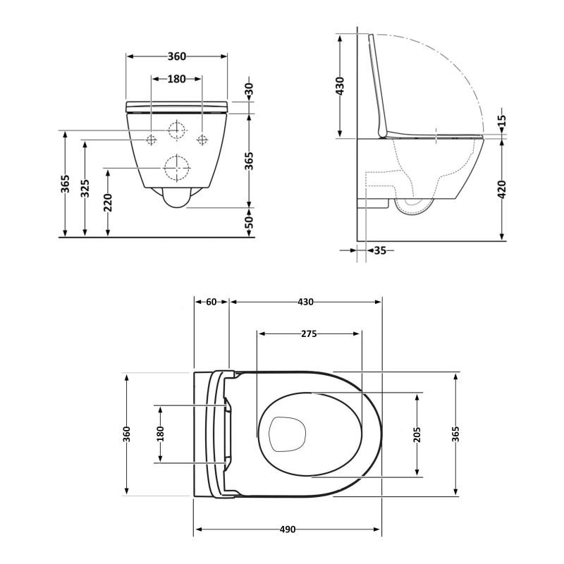 Унітаз підвісний Qtap Robin New безободковий із сидінням Soft-close (QT13332381ASW)