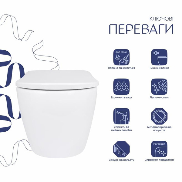 Унитаз подвесной Qtap Robin ML Ultra Quiet 520 x 365 x 365 мм, с сиденьем Soft-close MagLock, White (QTROBML26W49623)
