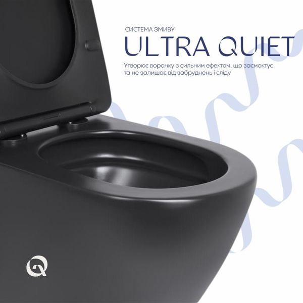 Унітаз підвісний Qtap Robin New Ultra Quiet із сидінням із сидінням Soft-Close MATT BLACK (QT13332381АSMB)