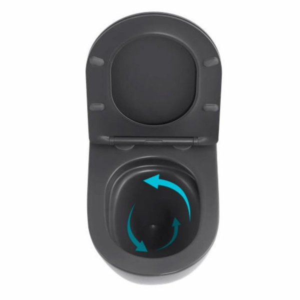 Унітаз підвісний Qtap Robin Ultra Quiet 520 x 365 x 340 мм, Anthracite, із сидінням Slim Duroplast / Soft-close / Quick Release (QTROB26AN48995)