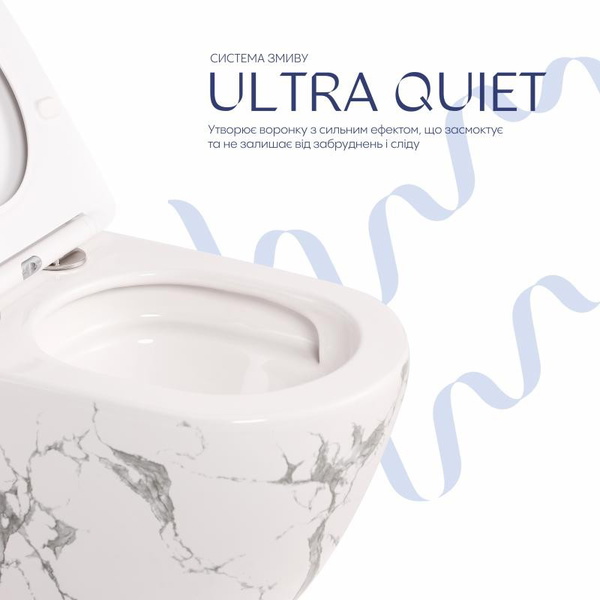 Унитаз подвесной Qtap Robin Ultra Quiet 520 x 365 x 340 мм, Marble, с сиденьем Slim Duroplast / Soft-close / Quick Release (QTROB26MR48998)