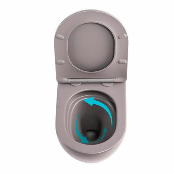 Унитаз подвесной Qtap Robin Ultra Quiet 520 x 365 x 340 мм, Stone grey, с сиденьем Slim Duroplast / Soft-close / Quick Release (QTROB26SG48996)