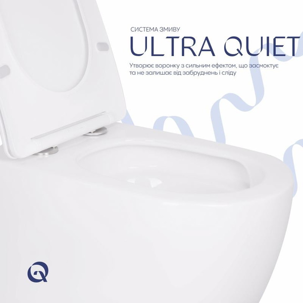 Унітаз підвісний Qtap Robin Ultra Quiet безободковий із сидінням Soft-close 520 x 365 x 365 мм WHITE