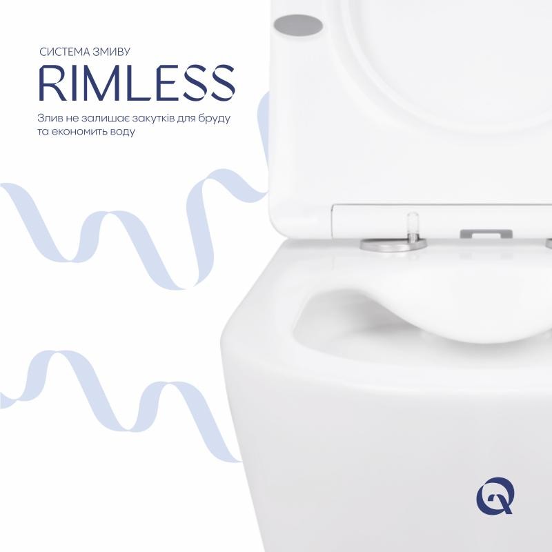 Унітаз підвісний Qtap Swan безобідковий із сидінням Soft-close (QT16335178W)