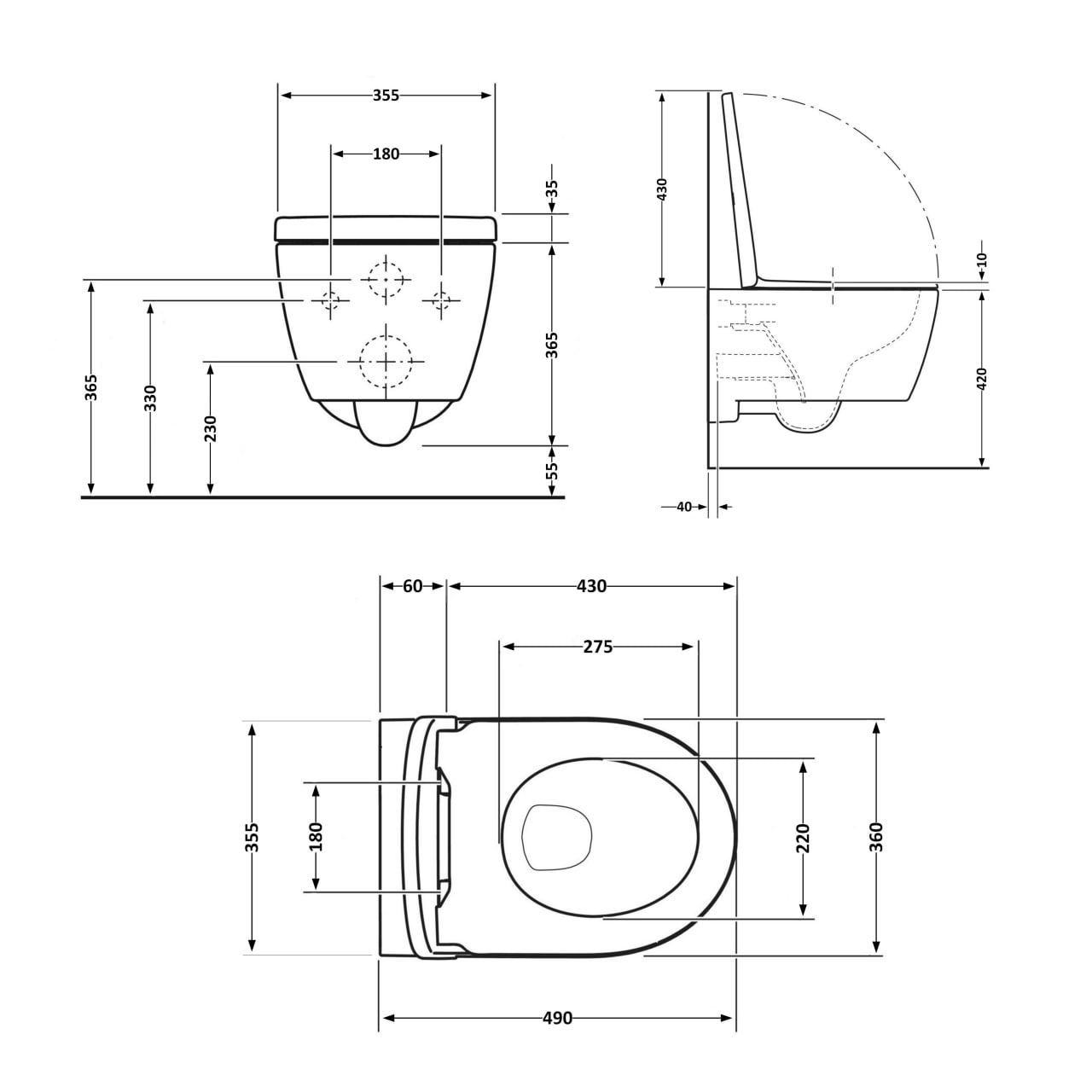 Унітаз підвісний Qtap Taurus безободковий з сидінням Soft-close (QT2433084EUQMB)