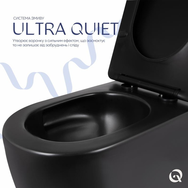 Унитаз подвесной Qtap Taurus Ultra Quiet 515 x 360 x 350 мм, Matt Black, с сиденьем Slim Duroplast / Soft-close / Quick Release (QTTAU28BLM50504)