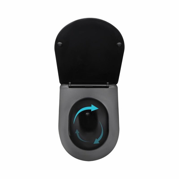 Унитаз подвесной Qtap Taurus Ultra Quiet 515 x 360 x 350 мм, Matt Black, с сиденьем Slim Duroplast / Soft-close / Quick Release (QTTAU28BLM50504)