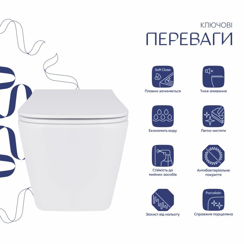 Унітаз підвісний Qtap Tern із сидінням Soft-close (QT17332303ASW)