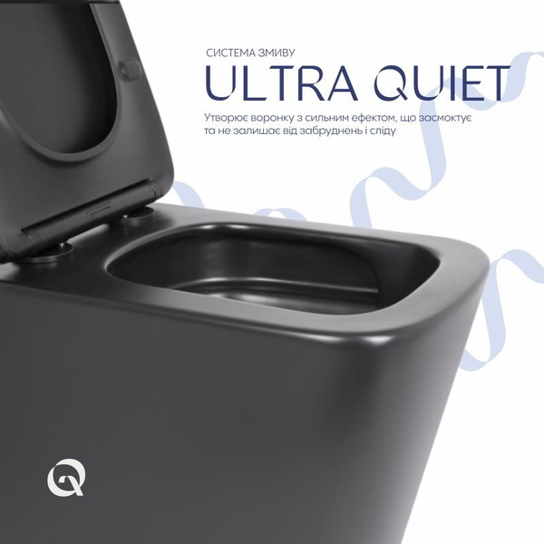 Унітаз підвісний Qtap Tern New Ultra Quiet із сидінням із сидінням Soft-Close MATT BLACK (QT17332303ASMB)