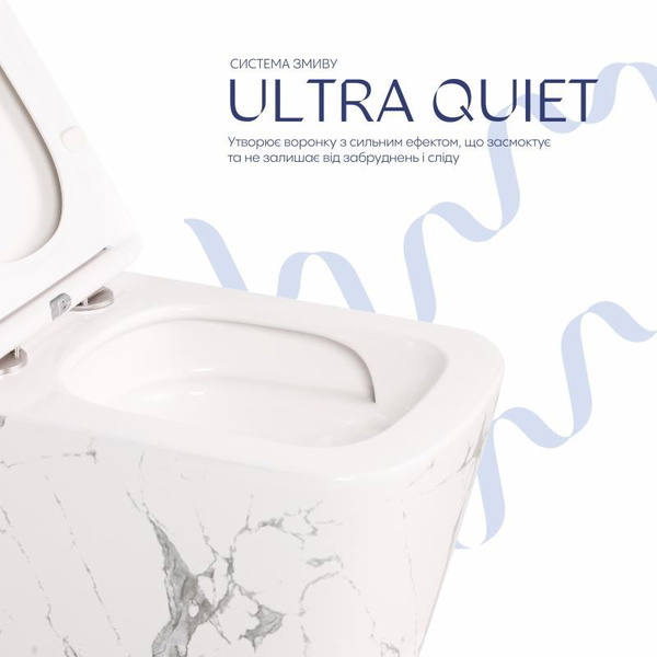 Унітаз підвісний Qtap Tern Ultra Quiet 520 x 345 x 325 мм, Marble, із сидінням Slim Duroplast / Soft-close / Quick Release (QTTER26MR49002)