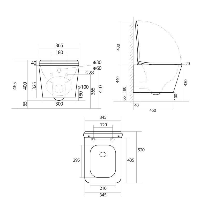 Унітаз підвісний Qtap Tern Ultra Quiet безобідковий з сидінням Soft-close WHITE (QT17332303AW)