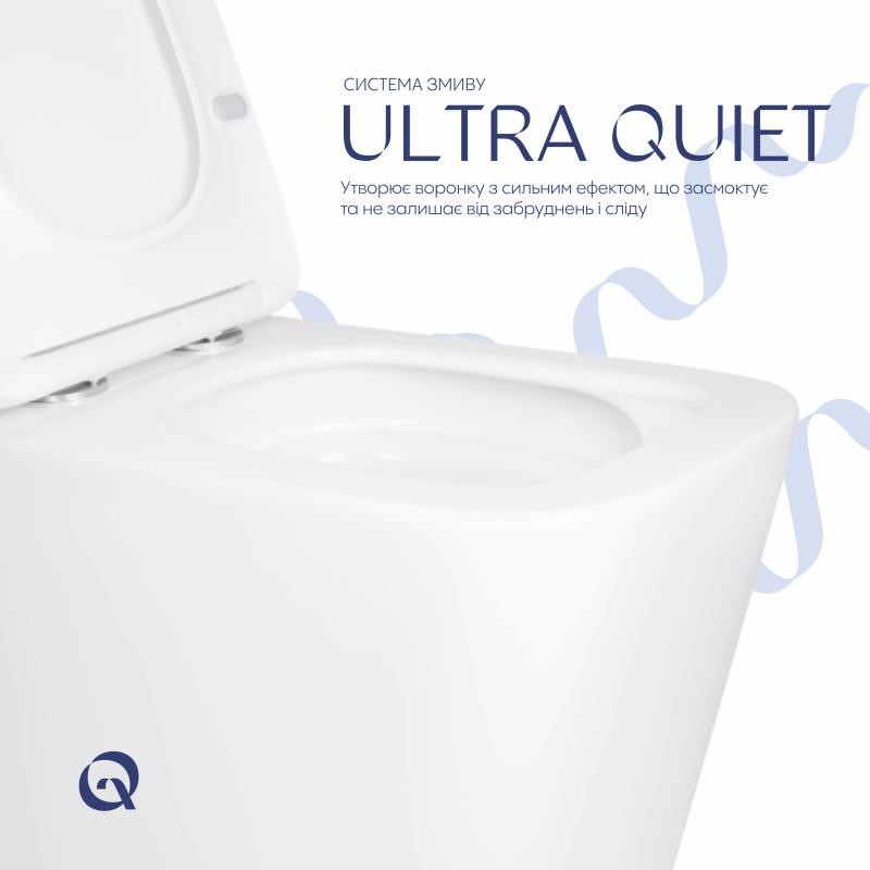 Унітаз підвісний Qtap Tern Ultra Quiet безобідковий з сидінням Soft-close WHITE (QT17332303AW)