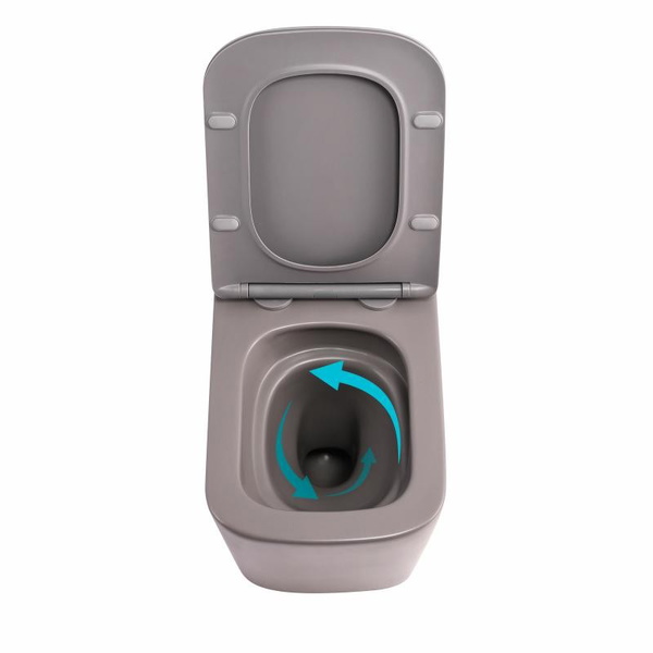 Унитаз подвесной Tern Ultra Quiet 490 x 365 x 325 мм, Stone Grey, с сиденьем Slim Duroplast / Soft-close / Quick Release Qtap (QT17332303ASSG)