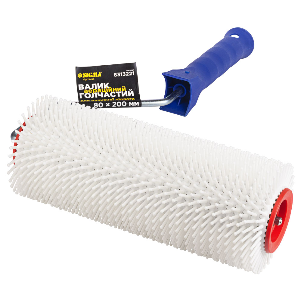 Валик голчастий Sigma аераційний для наливної підлоги 80 х 200 мм з ручкою біла голка