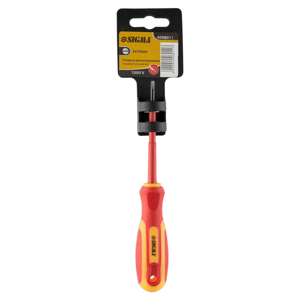 Викрутка діелектрична шліцьова Sigma CrV SL3.0 х 75 мм 1000В