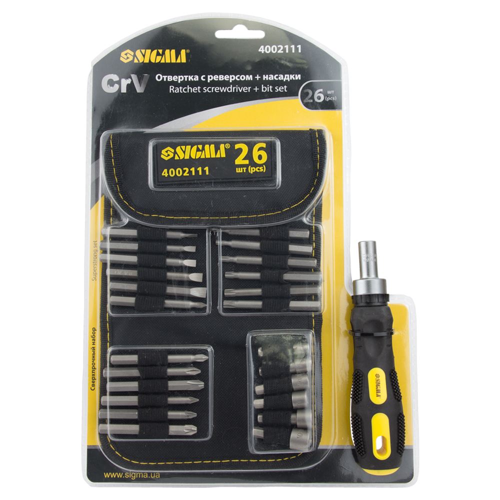 Викрутка Sigma CrV + біти 18 шт + насадки торцеві 6 шт