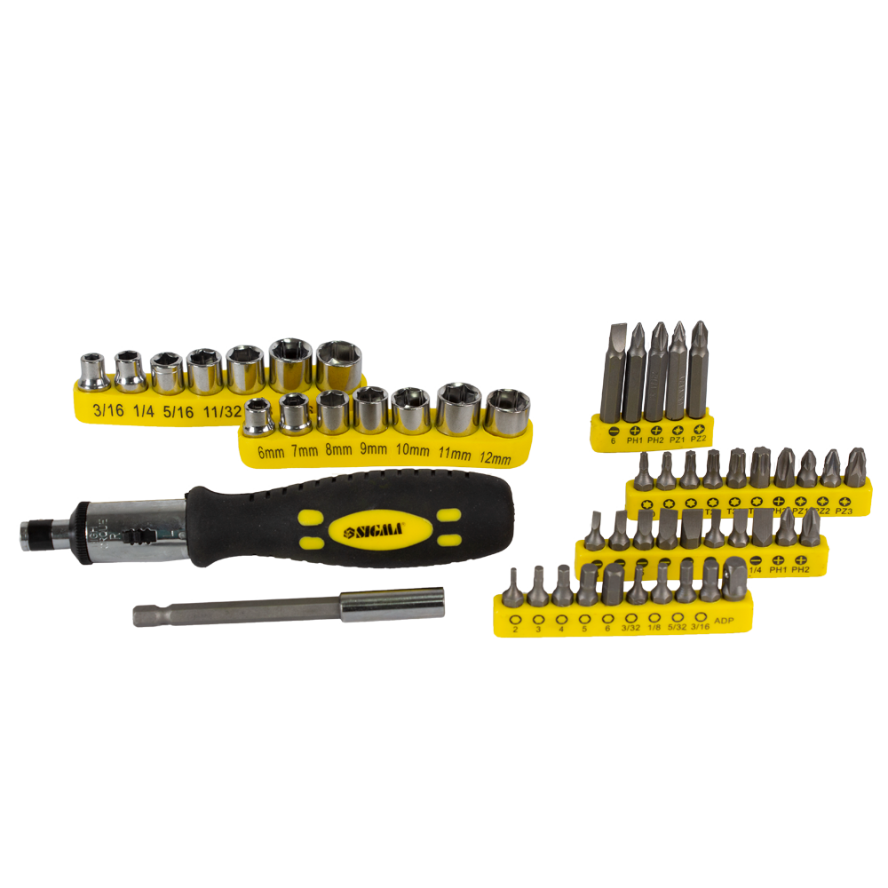 Викрутка Sigma CrV + насадки торцеві і біти 51 шт