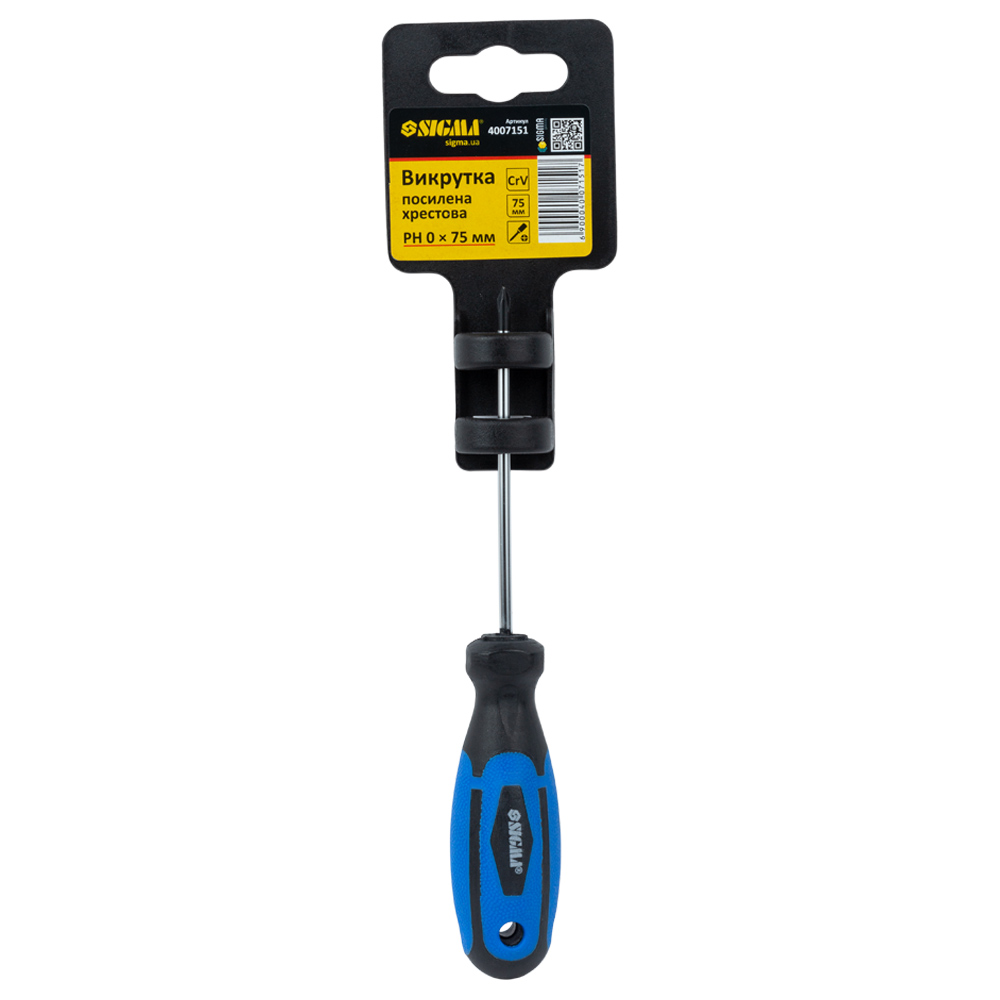 Викрутка Sigma CrV посилена хрестова PH0 x 75 мм