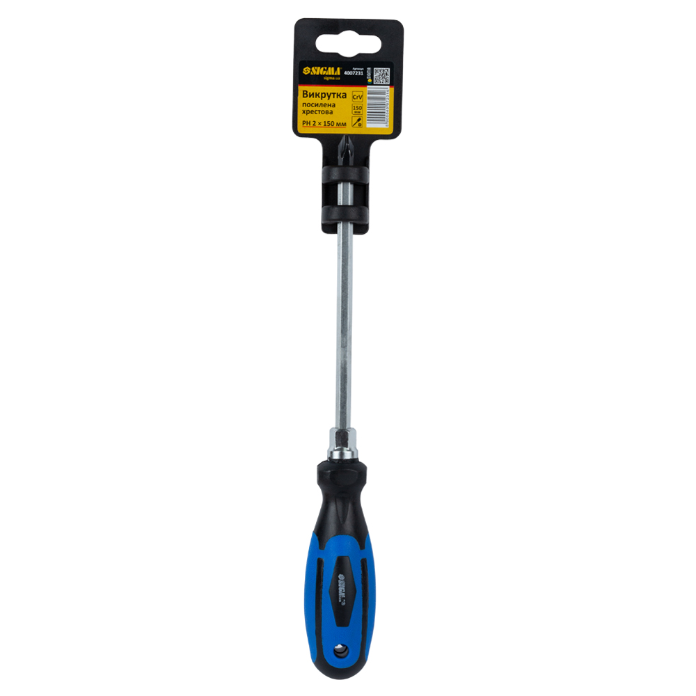 Викрутка Sigma CrV посилена хрестова PH2 x 150 мм під ключ