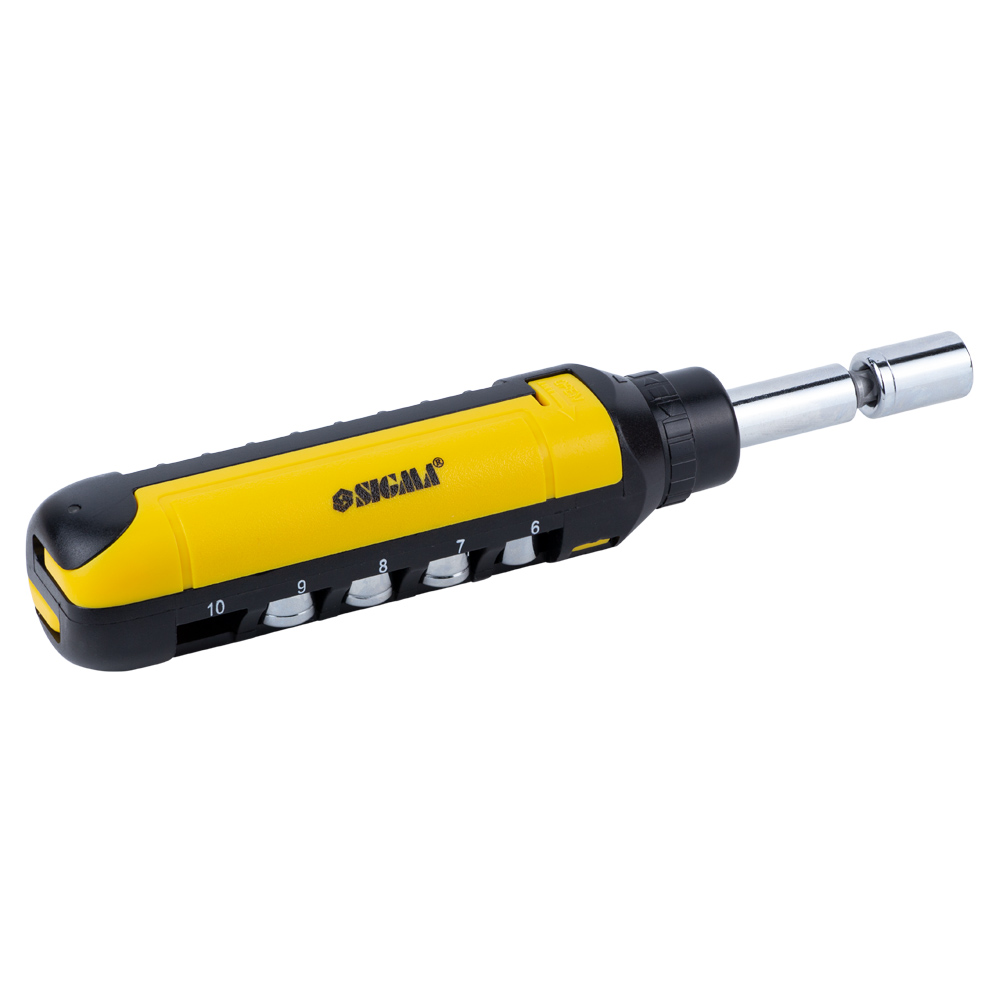 Викрутка Sigma CrV з реверсом + насадки торцеві і біти 1/4" 13 шт