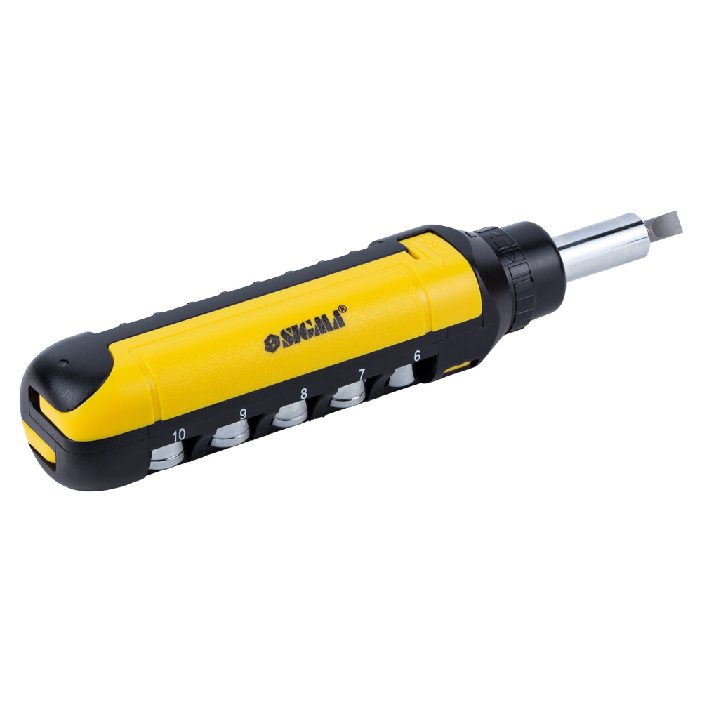 Викрутка Sigma CrV з реверсом + насадки торцеві і біти 1/4" 13 шт