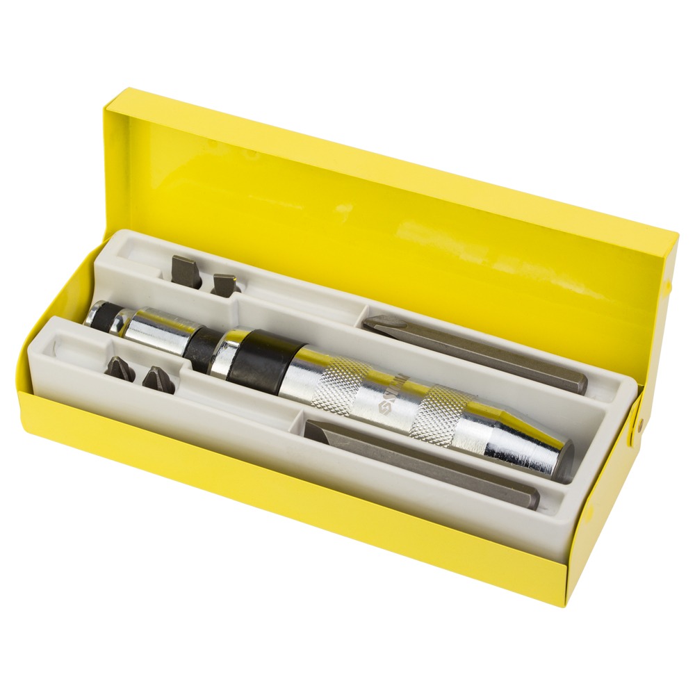 Викрутка ударно-поворотна Sigma CrV з бітами 8 предметів (металевий кейс)