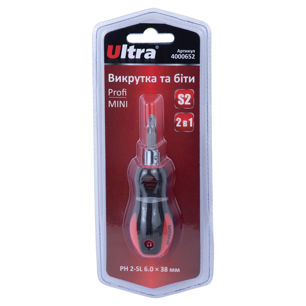 Отвертка Ultra Profi S2 2 в 1 Mini PH 2-SL 6.0 х 38 мм