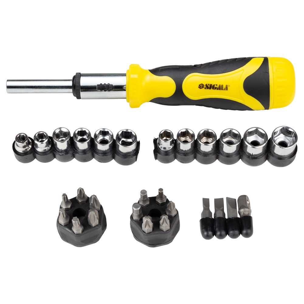 Викрутка з реверсом Sigma CrV + насадки торцеві 1/4" 27 шт