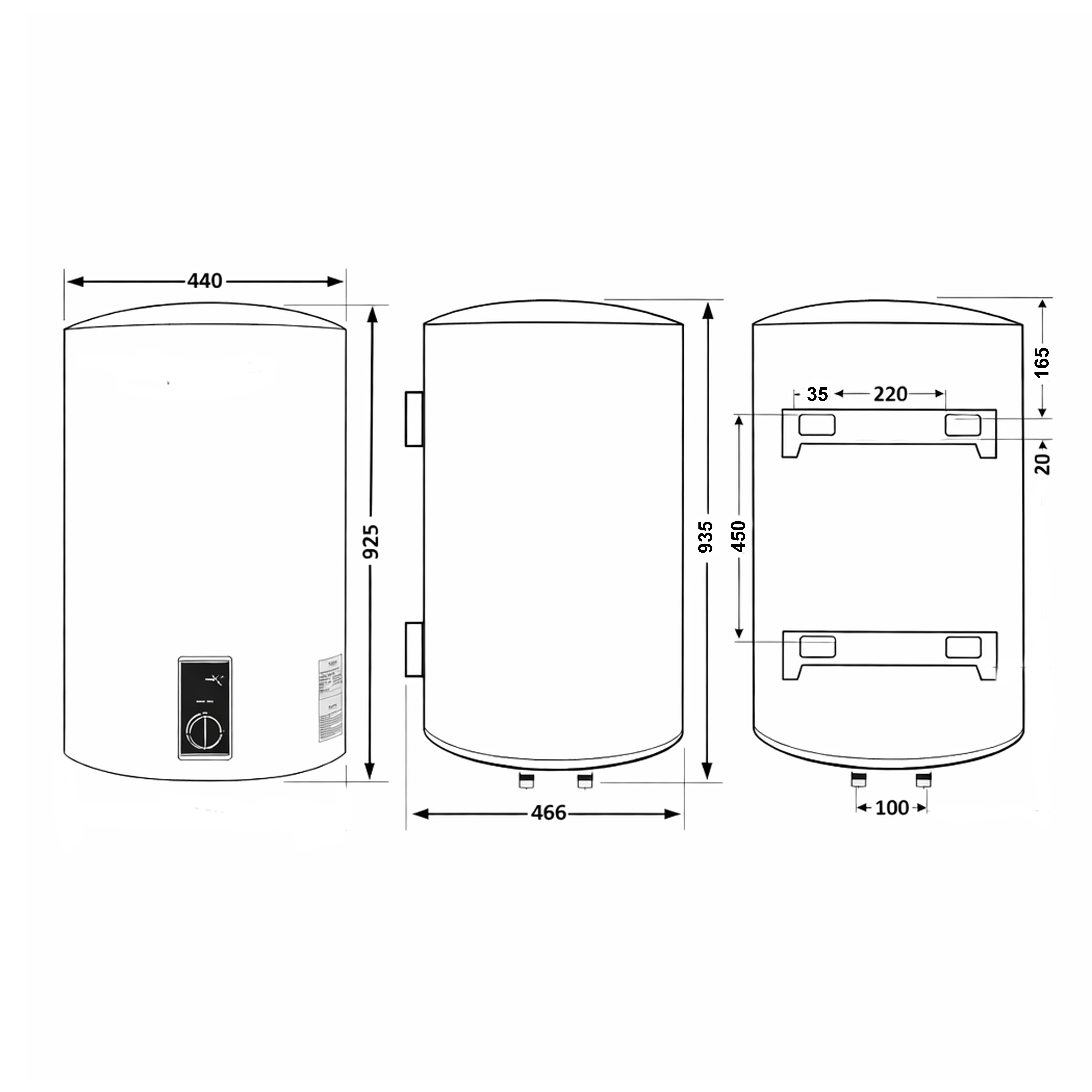 Водонагреватель электрический Thermo Alliance 100 л Black, вертикальный, сухой ТЭН 2,0 кВт (D100V20J3DKВ)